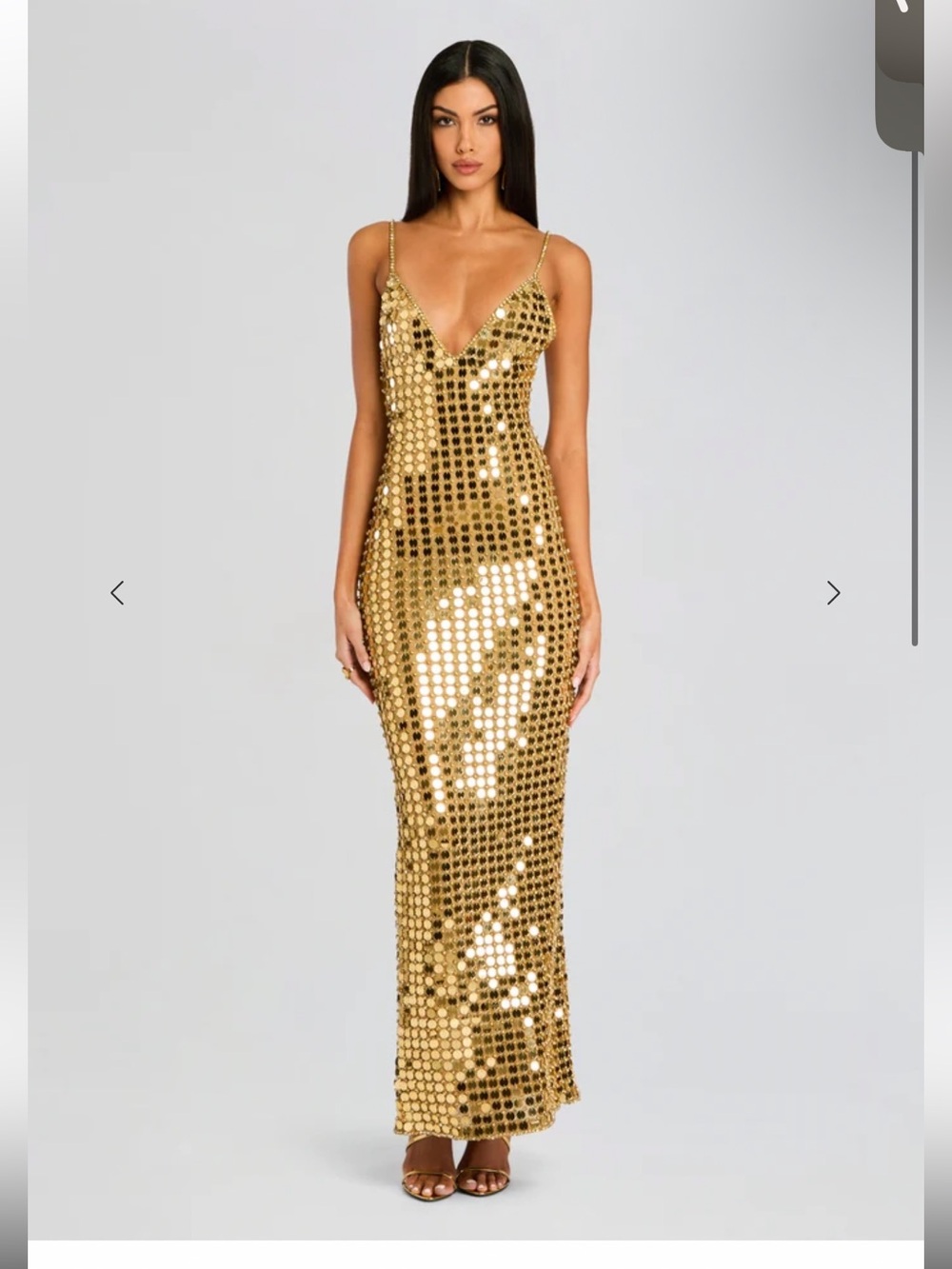 Retrofete Gold Sequin Maxi Slip Dress